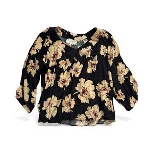ba&sh Black and Cream Floral Blouse